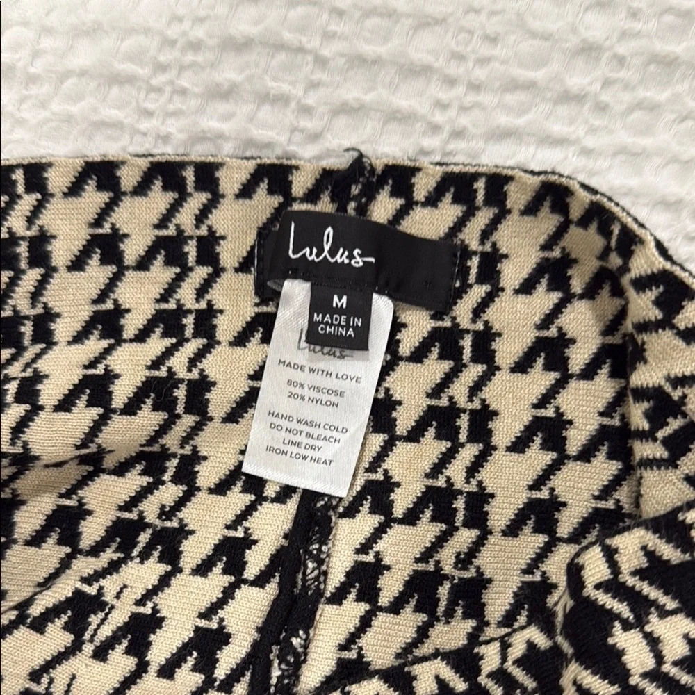 Lulu's Classic Black and White Houndstooth Midi Skirt - Picture 2 of 5